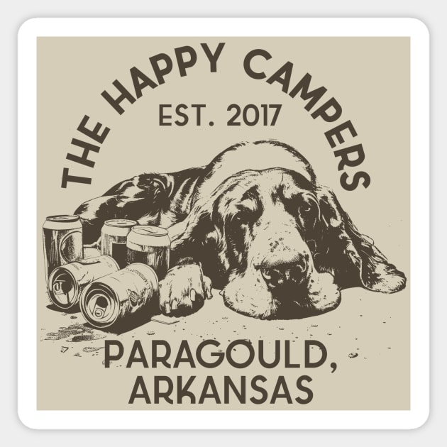 The Happy Campers - Bummin' Basset Sticker by rt-shirts